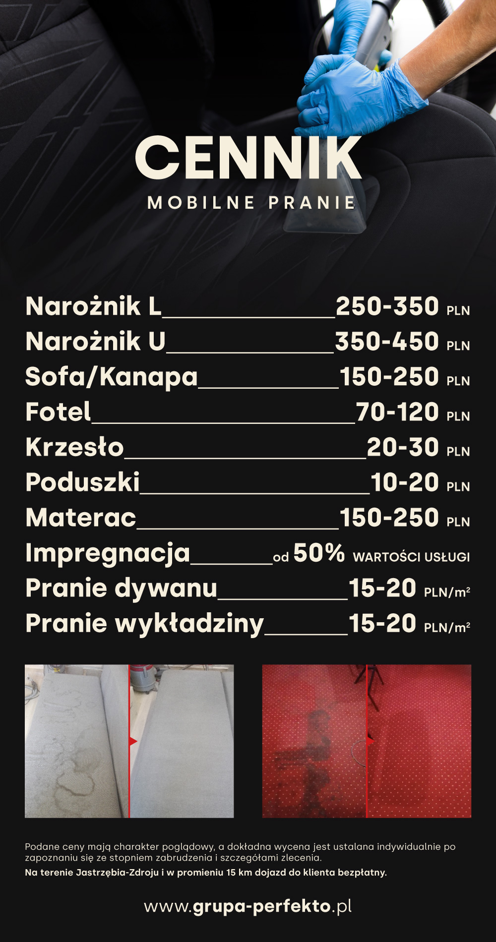 Cennik Mobilne Pranie Tapicerki - Grupa Perfekto